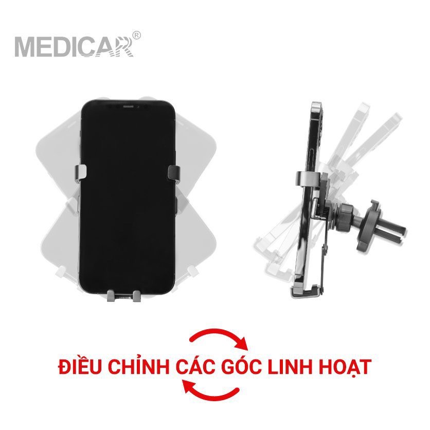 Giá đỡ điện thoại trên ô tô thế hệ mới Medicar - cứng cáp, chống rung, xoay 180 độ