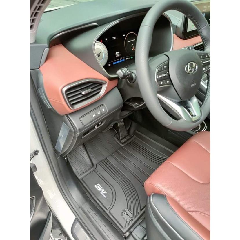 Thảm lót sàn xe ô tô Hyundai SantaFe 2019-đến nay Nhãn hiệu Macsim 3W chất liệu nhựa TPE đúc khuôn cao cấp - màu đen