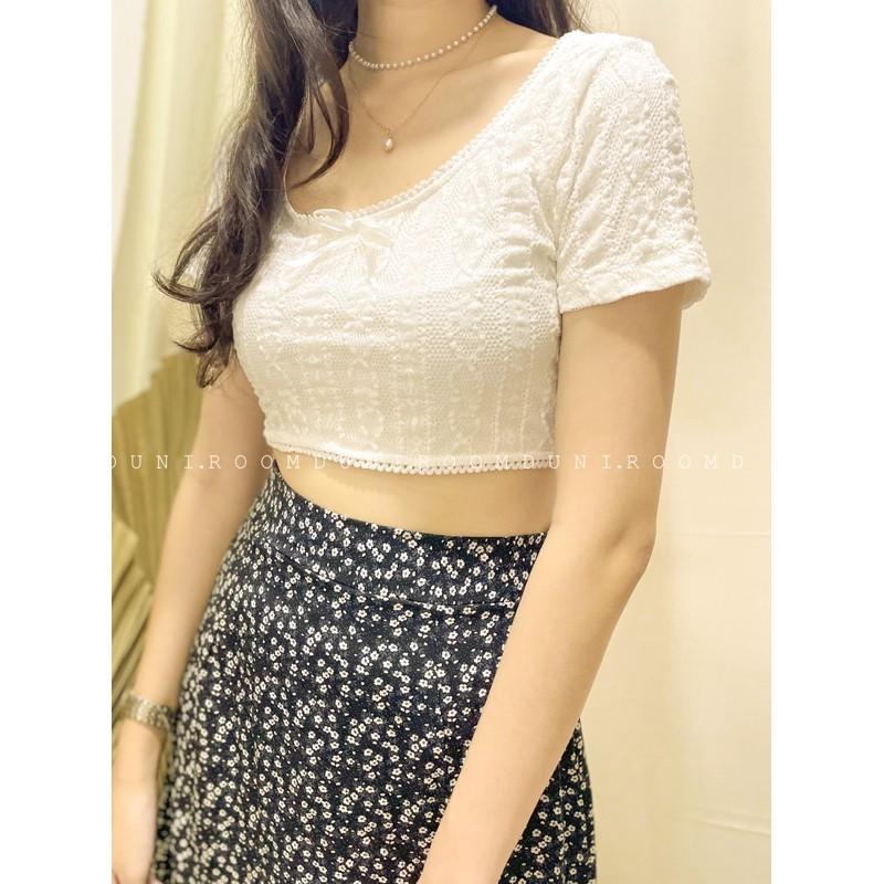 Pearl Set váy hoa nhí đen trắng