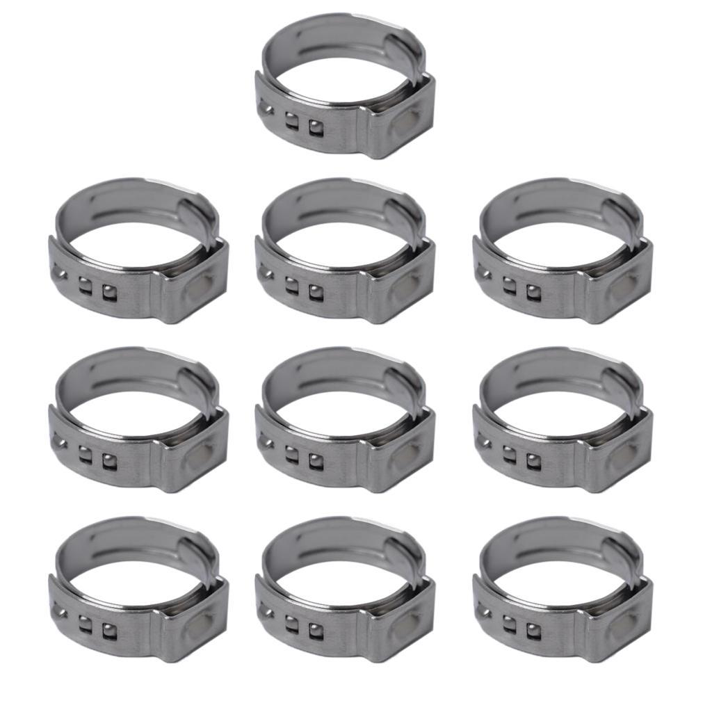 2-3pack 10 Pieces Stainless Steel Single Ear Clamps Hydraulic Hose 10 x