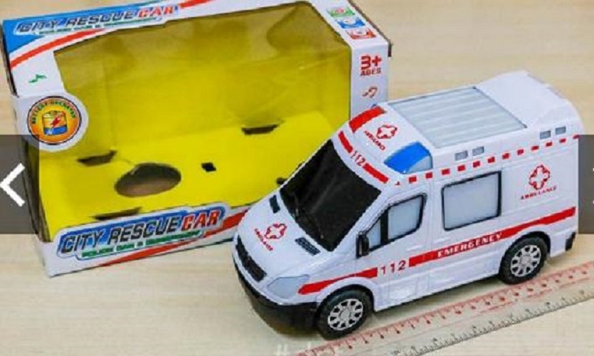 Trò chơi mô phỏng chiếc xe cấp cứu bằng nhựa sử dụng pin AA có đèn và nhạc