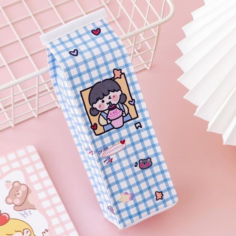 Túi Đựng Bút Hình Hộp Sữa Hoạt Hình Đáng Yêu Sáng Tạo Kiểu Hàn Quốc