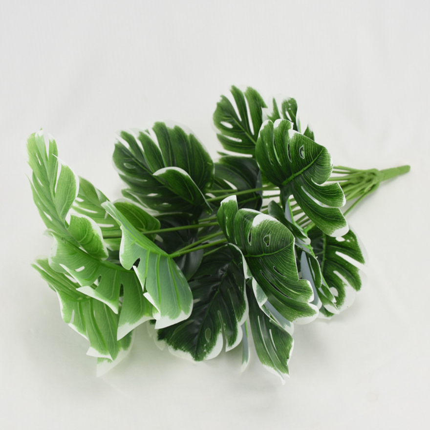 Cây lá rùa lớn 18 lá giả trang trí nhà cửa để văn phòng, cây nhựa cắm bình decor nội thất cao cấp