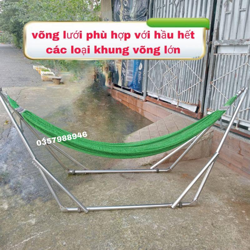 Lưới Võng Loại Tốt Đầu Cán Thép 22cm Không Vướng Vào Khung Khi Đưa Chất Vải Dày Cao Cấp, Võng Treo Ngoài Trời