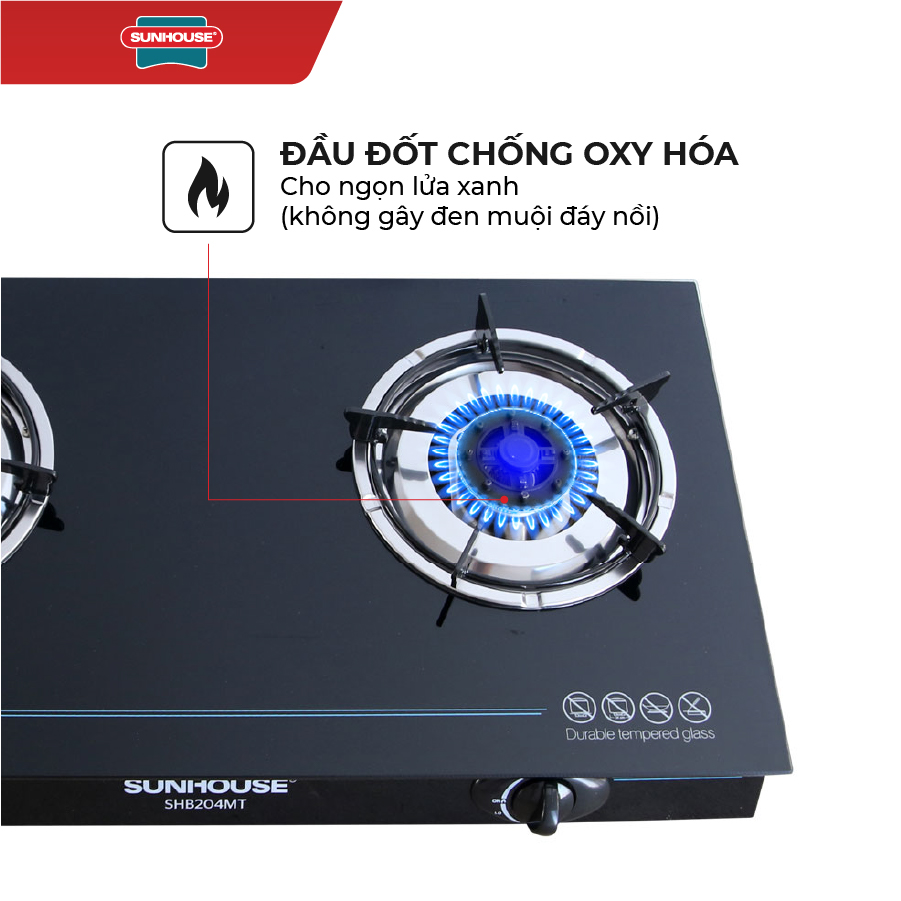 Bếp Gas Dương Mặt Kính Sunhouse SHB204MT - Hàng chính hãng