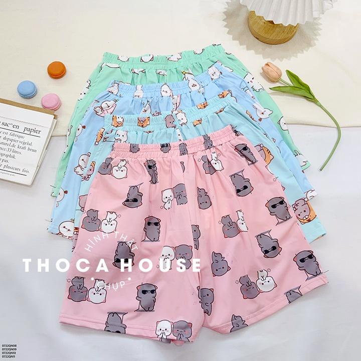 Quần đùi nữ mặc nhà hoạ tiết cute nhiều màu THOCA HOUSE freesize siêu mát mặc thoải mái, độc đáo