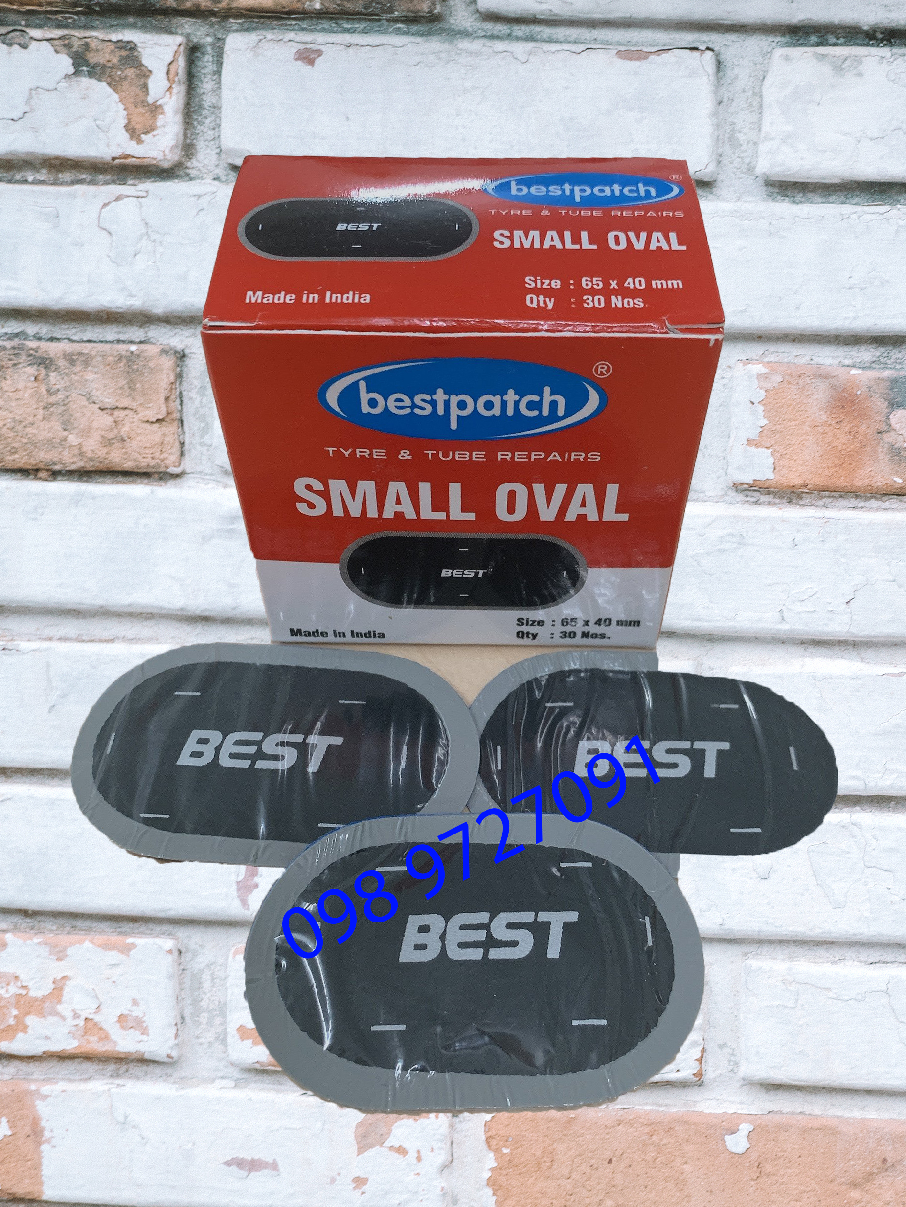 Miếng vá vỏ săm lốp xe máy, ôtô BEST hình Oval - 65x40mm