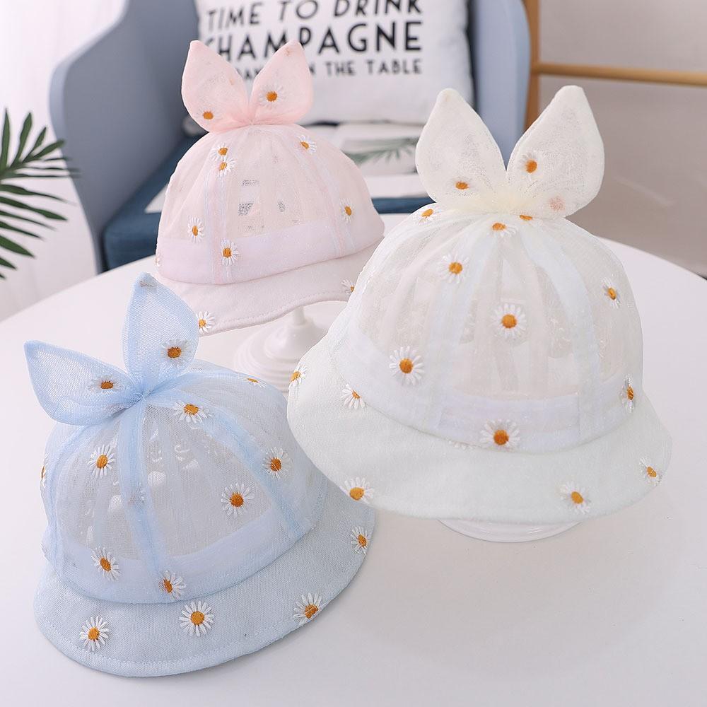 Mũ công chúa dạng lưới phối hoa cúc họa mi xinh xinh cho bé từ 0-15 tháng