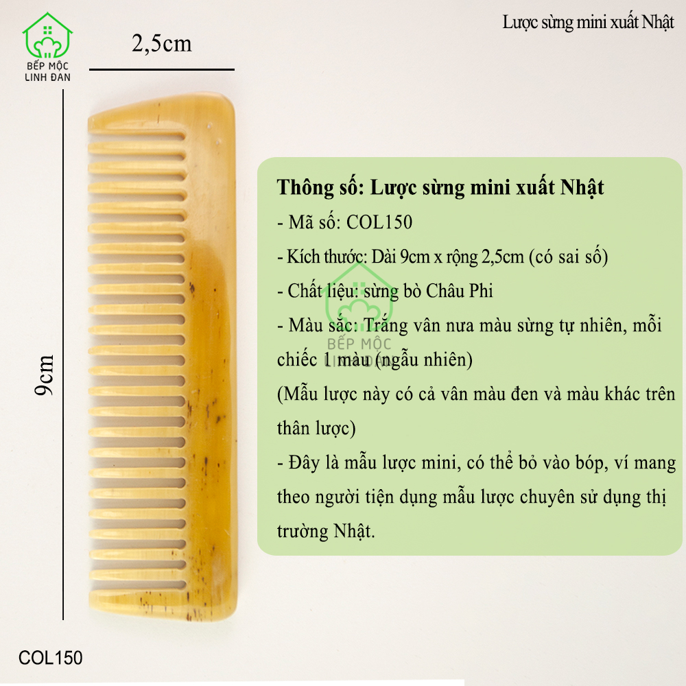 Lược Sừng Xuất Nhật (Size: XS - 9cm) Mẫu Mini [COL150]