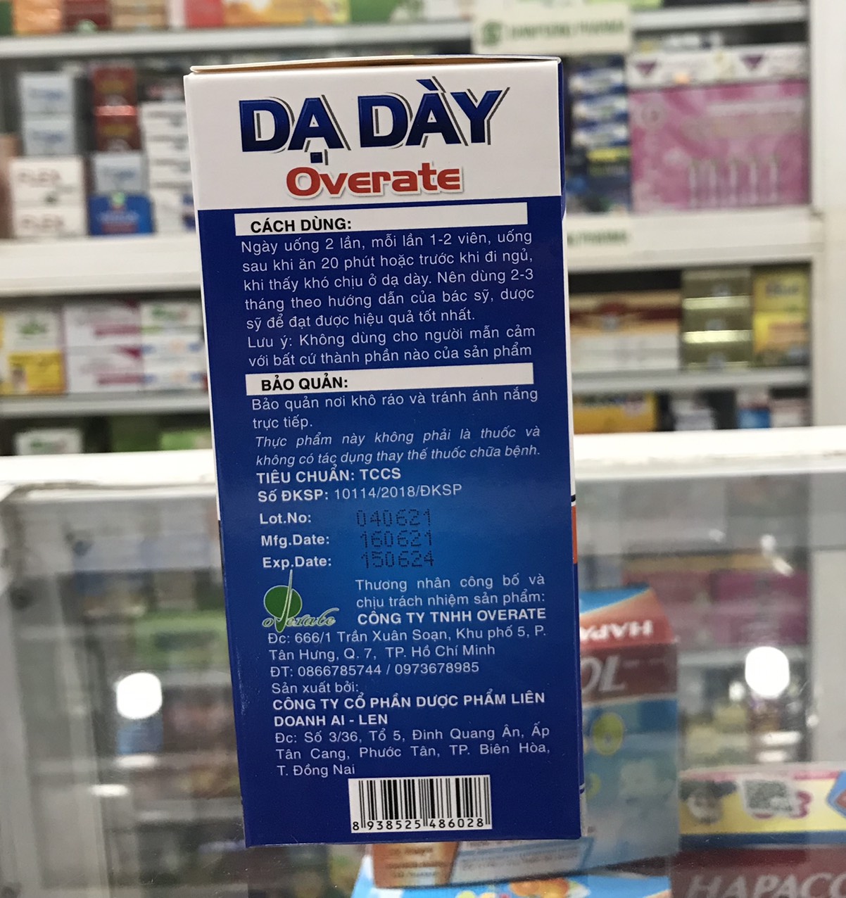 Dạ dày overate dạng viên, Giảm đau dạ dày, giảm tiết acid, ợ hơi ợ chua