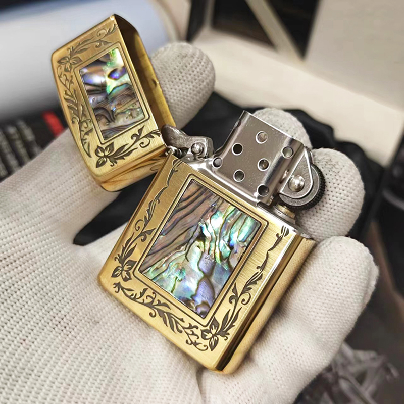 Vỏ Hột Quẹt Bật Lửa Xăng Đá Zorro Z91580 - Z91568 Bằng Đồng Nguyên Chất Khảm Trai Nhiều Họa Tiết Cực Đẹp