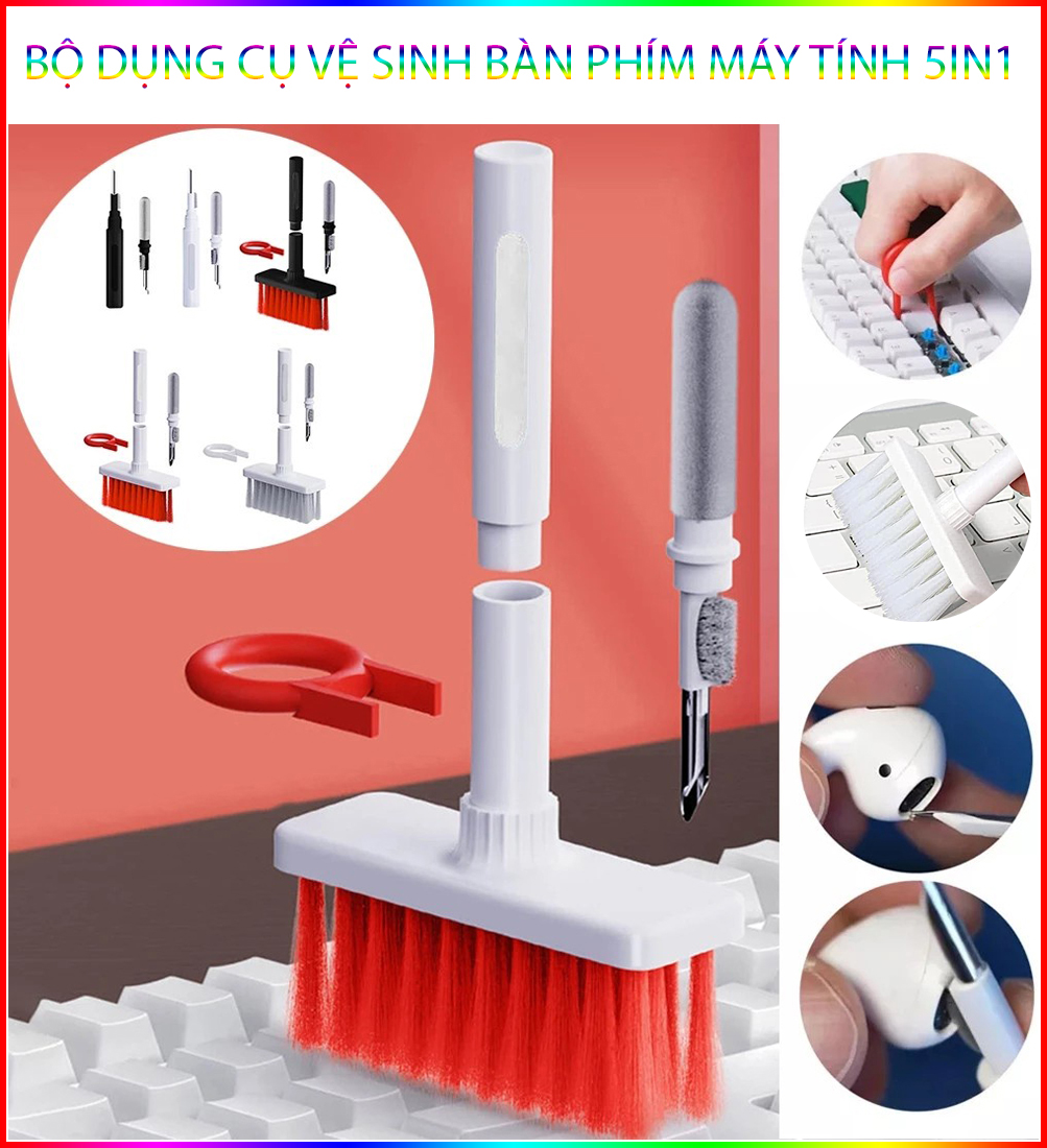 Bộ Dụng Cụ Vệ Sinh Tai Nghe - Bàn Phím Máy Tính 5 Trong 1