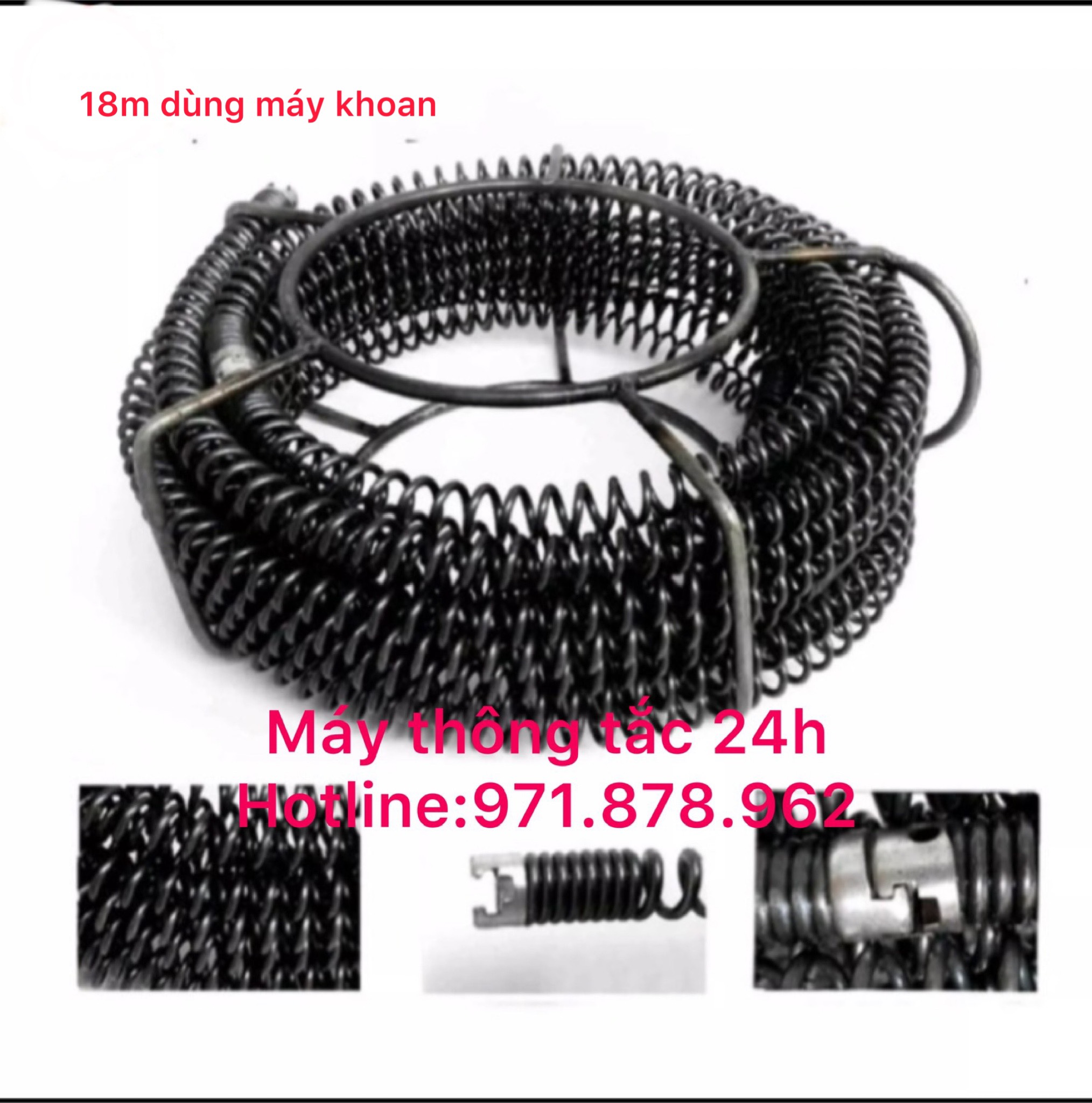 Dây thông tắc cống dài 18m dây phi 16 (không phụ kiện)