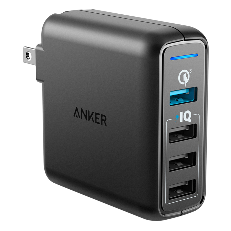 Adapter Sạc 4 Cổng Anker PowerPort Speed 43.5W Hỗ Trợ Sạc Nhanh QC 3.0 - A2040111 (Đen) - Hàng Chính Hãng