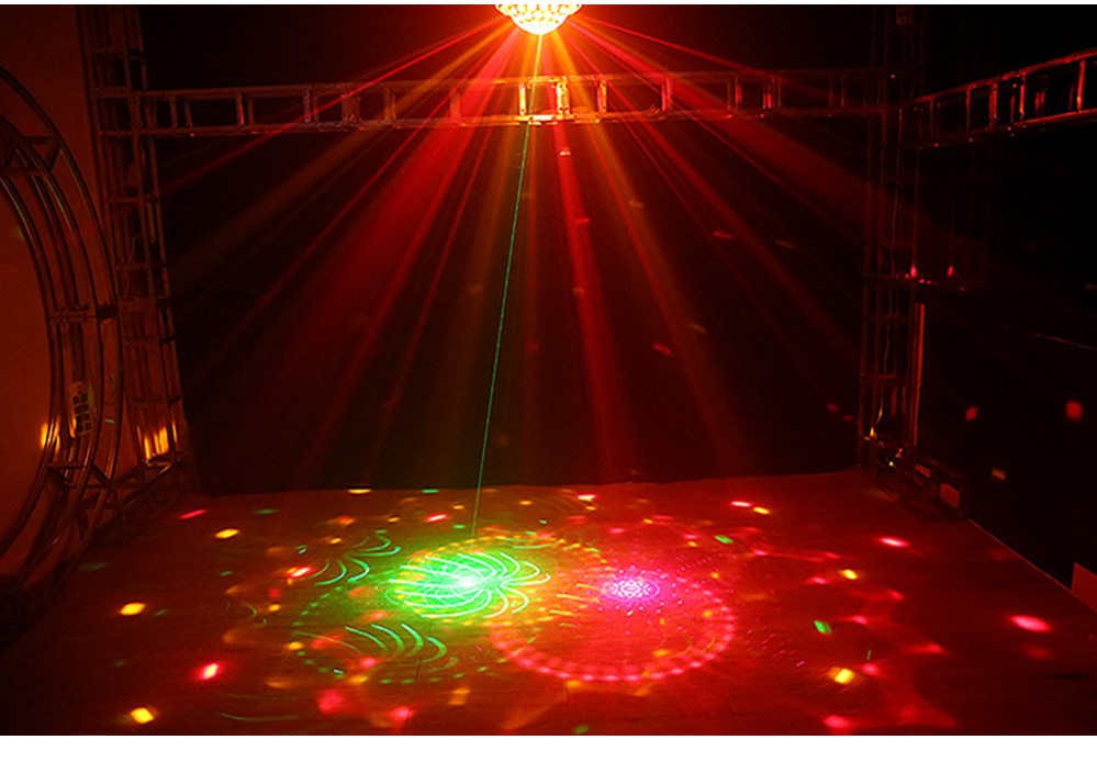 ĐÈN ĐĨA BAY LED + LASER - CHUYÊN DÙNG TRONG PHÒNG TRÀ , HÁT VỚI NHAU , DISCO , PARTY .