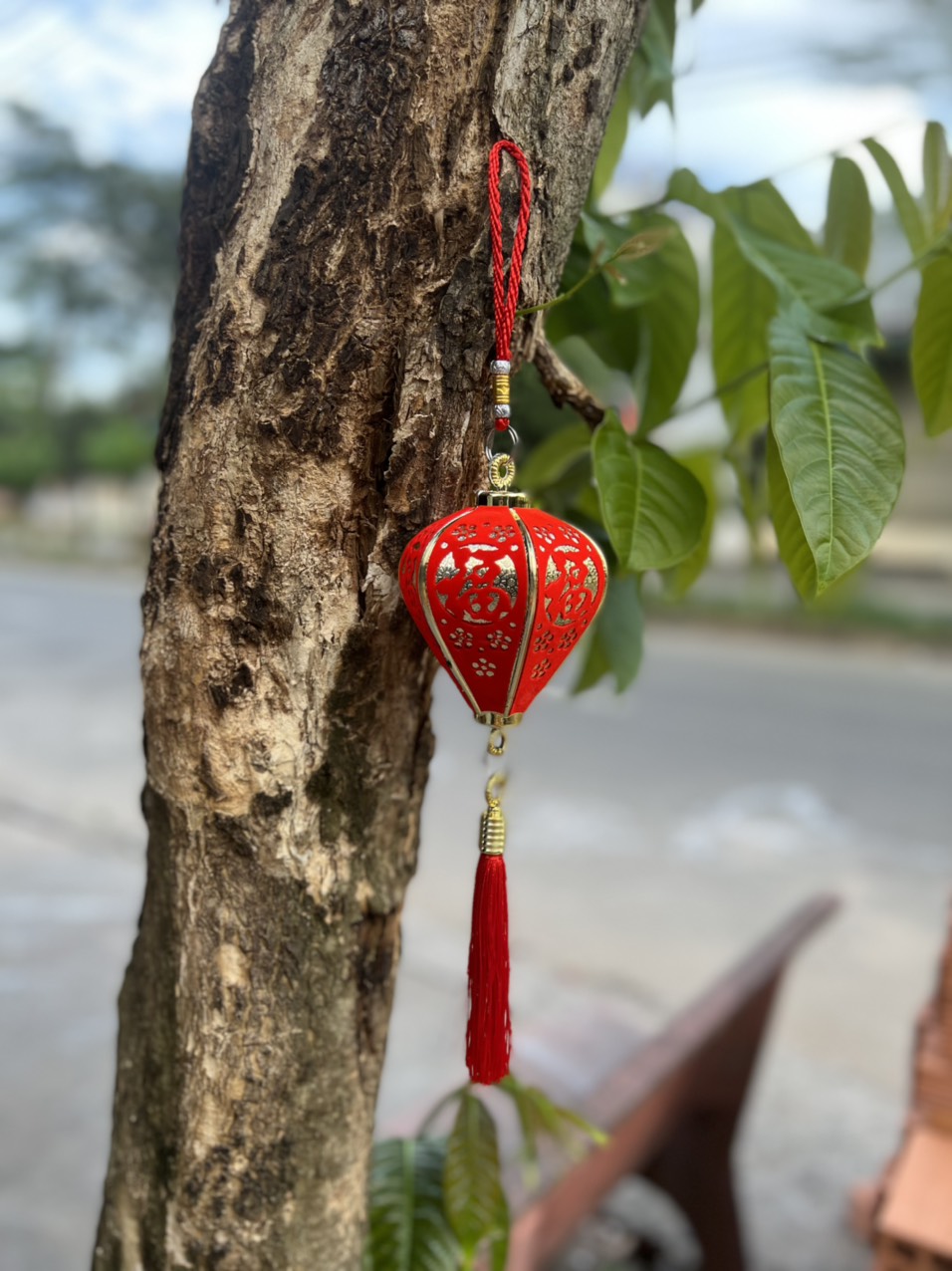Lồng đèn đỏ hoa văn trang trí tết, trang trí decor