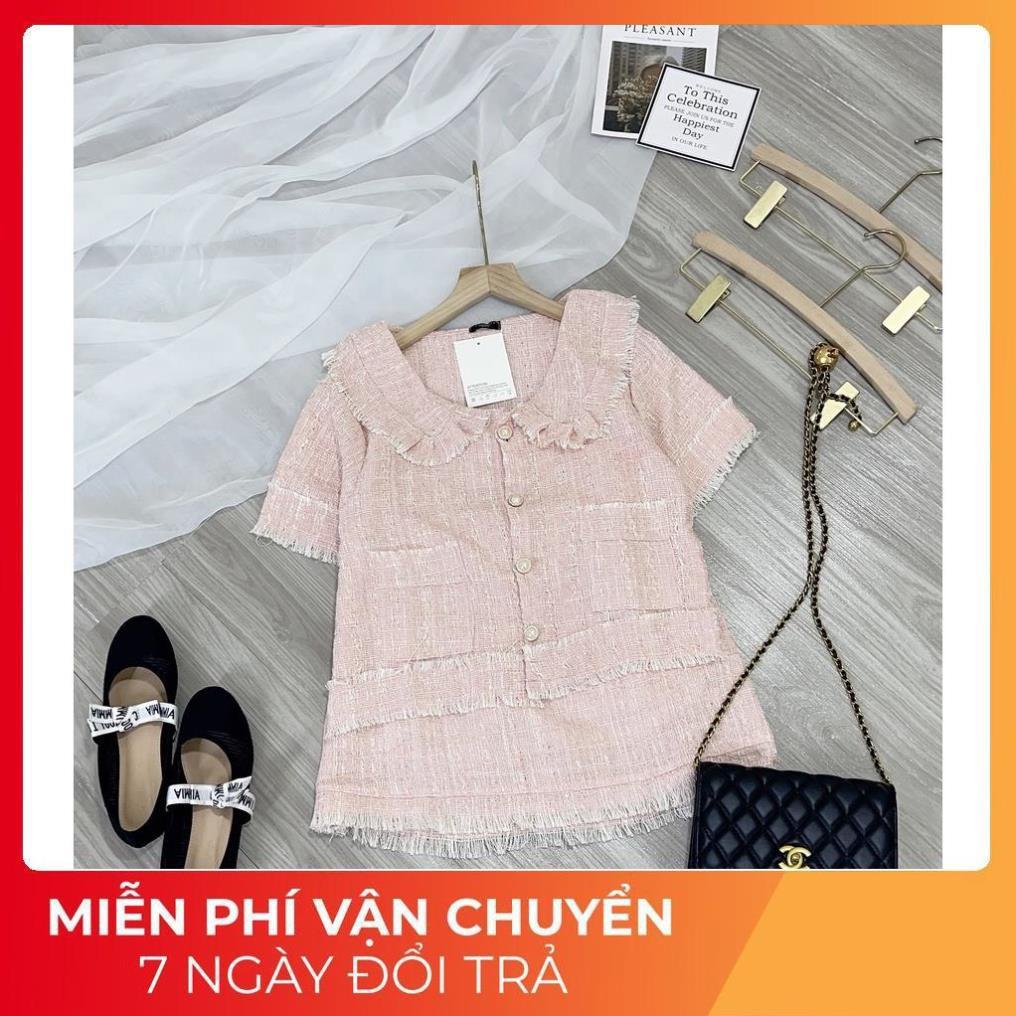 Set váy áo dạ nhũ hông chân váy ngắn
