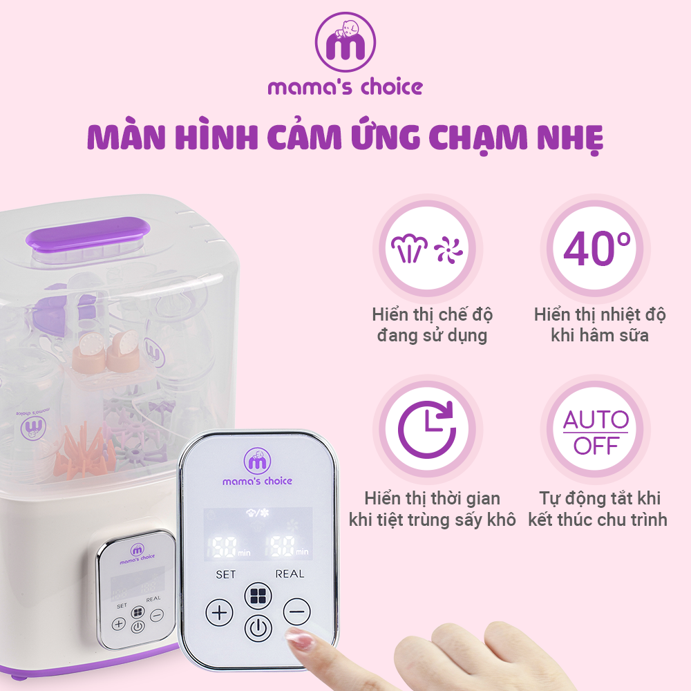 Máy Tiệt Trùng Bình Sữa Mama’s Choice 5in1 Tích Hợp Chức Năng Sấy Khô Phụ Kiện và Hâm Sữa Cho Bé, BH Chính Hãng 12 Tháng