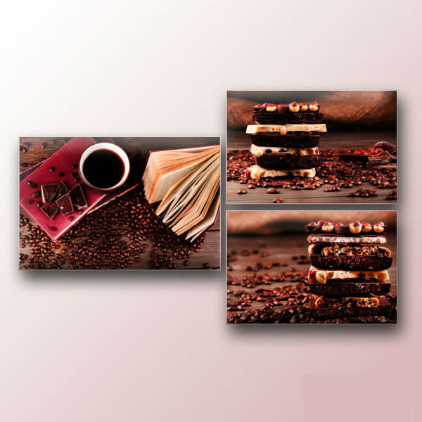 Bộ 3 Tranh Canvas Không Viền Treo Tường Quán Cà Phê Sweet Mornings Cafe W011