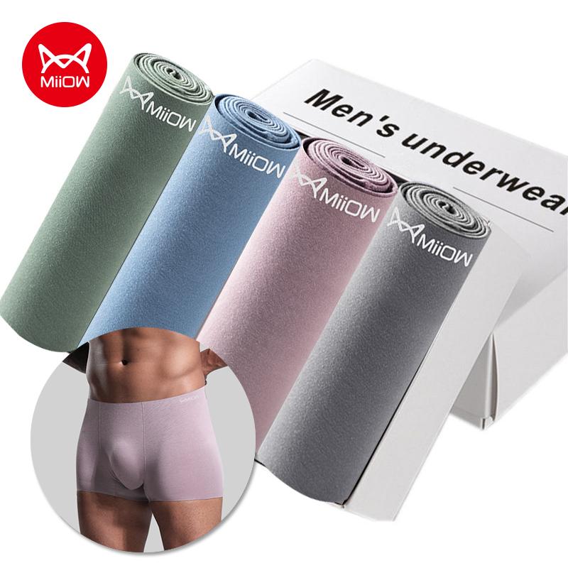 MiiOW 3Pcs Phương Thức Người Đàn Ông Sexy Đùi Quần Short Quần Lót Liền Mạch Thân Người Đàn Ông Đồ Lót Quần Lót Boxer Thoáng Khí Cộng Với Kích Thước 2022 Mới