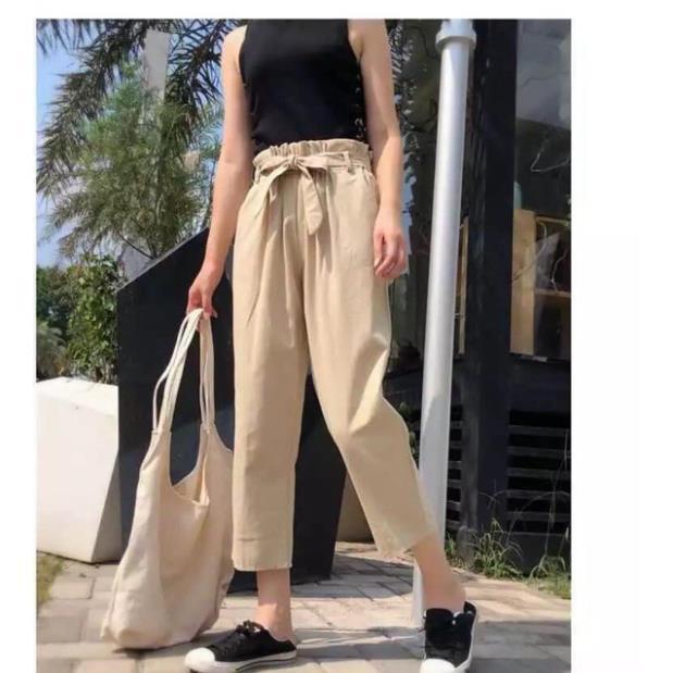 Quần Baggy đũi xước thắt nơ sành điệu