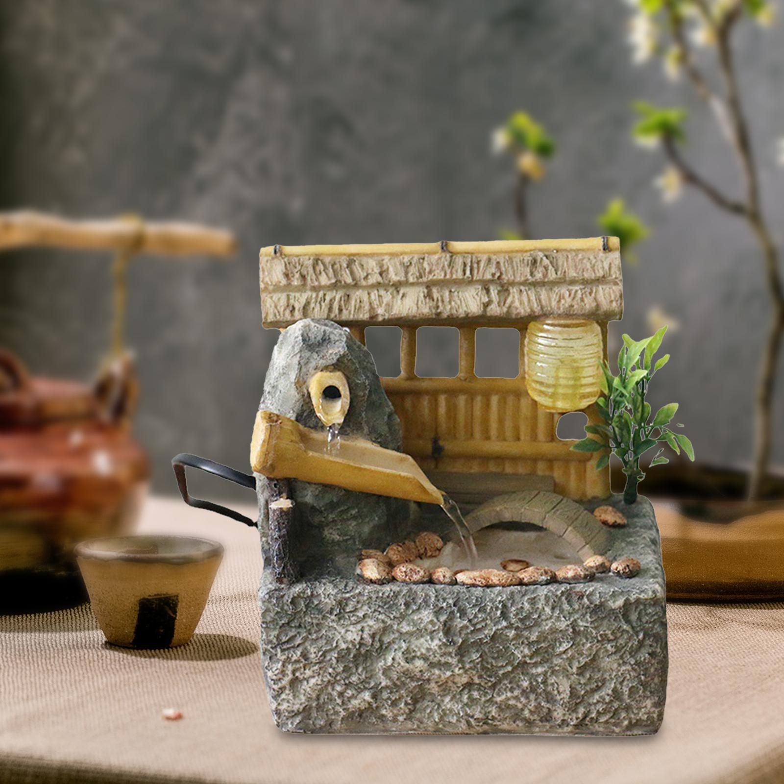 Tabletop Fountain Waterfall Fountain Landscape with Light Decoration Flowing Water Fountain Indoor Fountain for SPA, Meditation, Relaxation