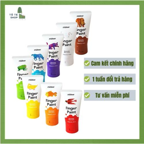 Hộp màu Finger Paint Mideer 8 tuyp 60ml, màu vẽ tay làm tư hữu cơ, an toàn cho trẻ, MDMD4110