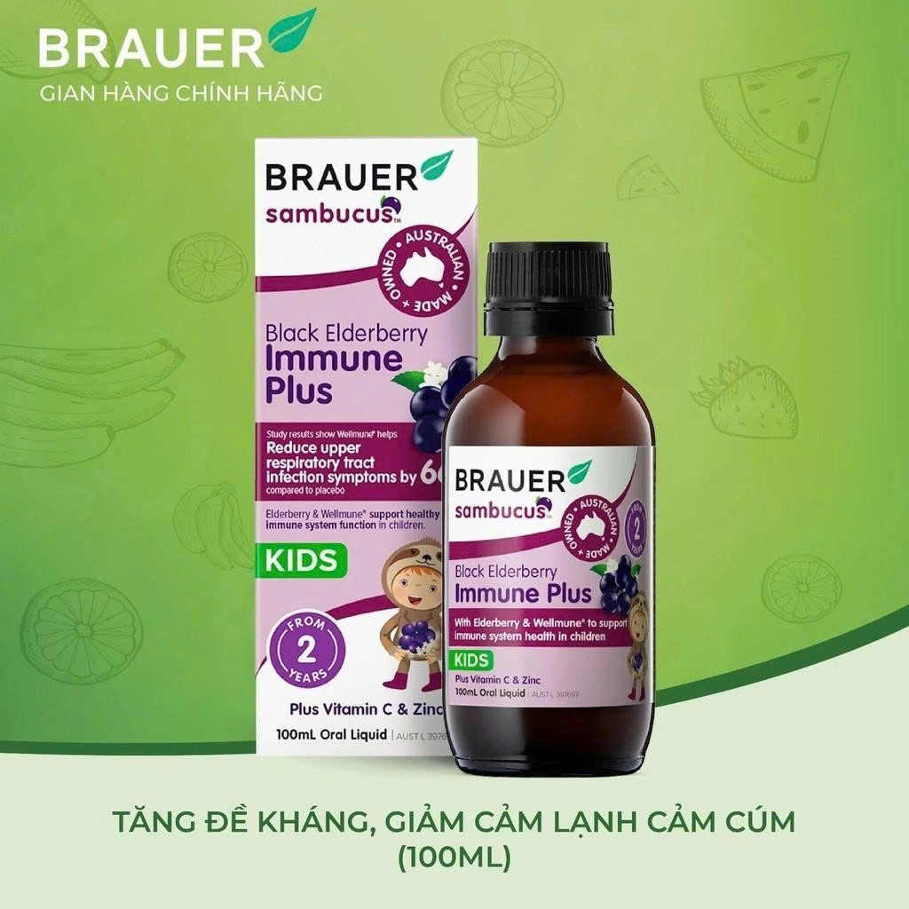 Siro Brauer hỗ trợ tăng sức để kháng cho bé BLACK ELDERBERRY IMMUNE PLUS 100ml