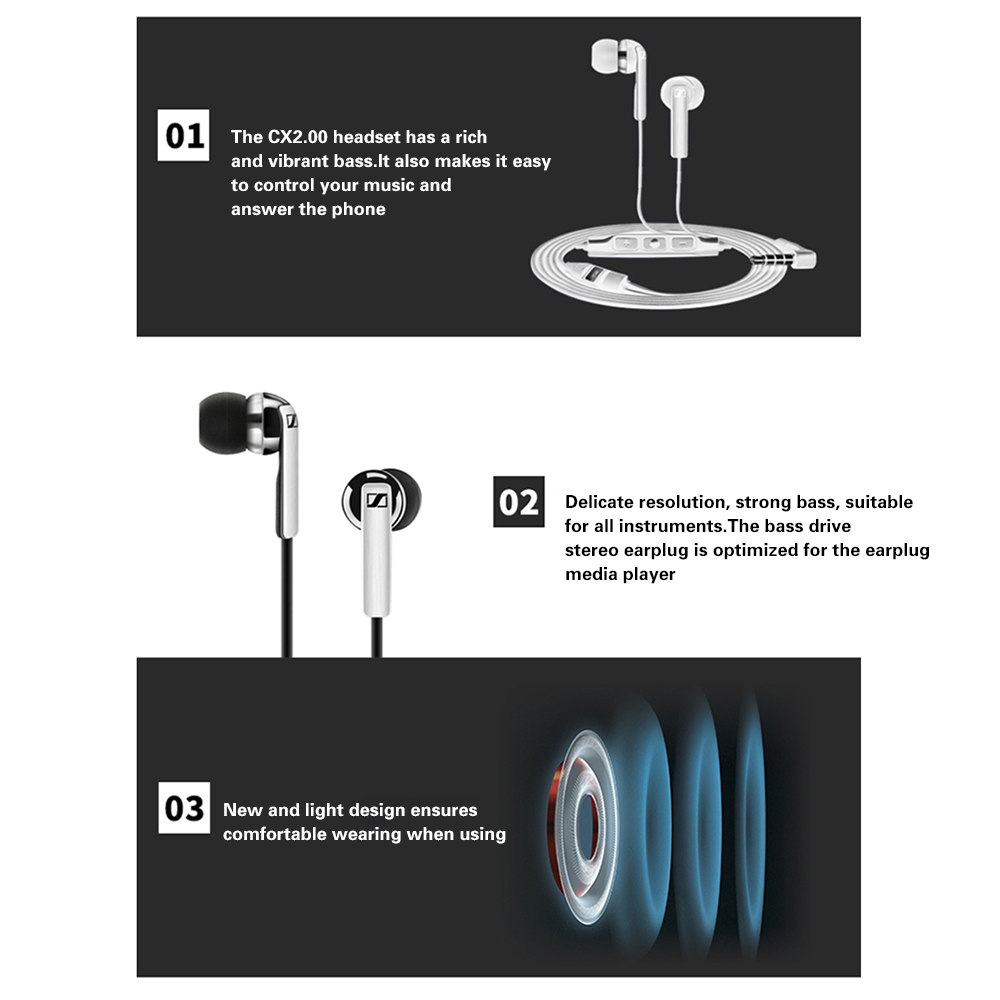 Tai nghe Sennheiser CX2.00 Điện thoại Di động In-ear Màu trắng cho IOS