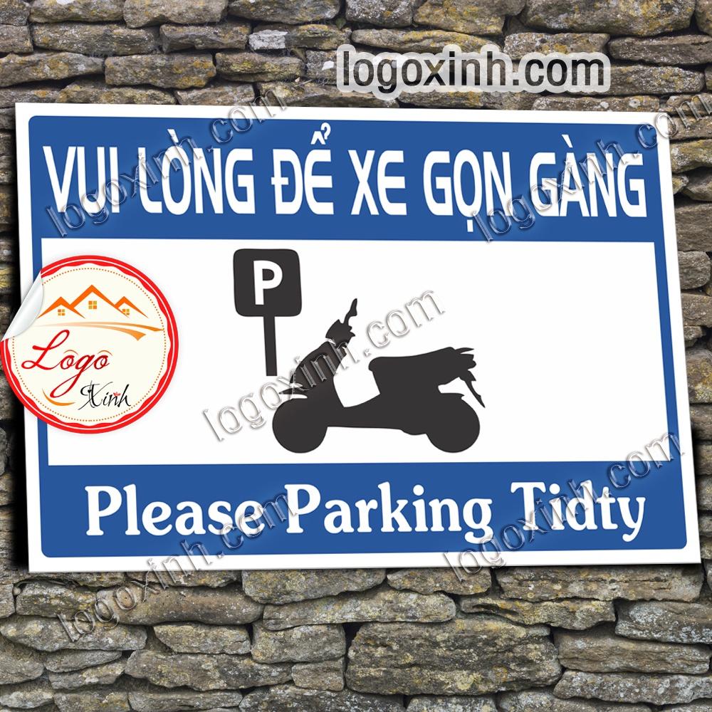 LOGO STICKER ĐỖ XE GỌN GÀNG DÀNH RIÊNG CHO XE MÁY, BIỂN CHỈ DẪN NHẮC NHỞ ĐẬU XE GỌN GÀNG - PARKIND TIDTY