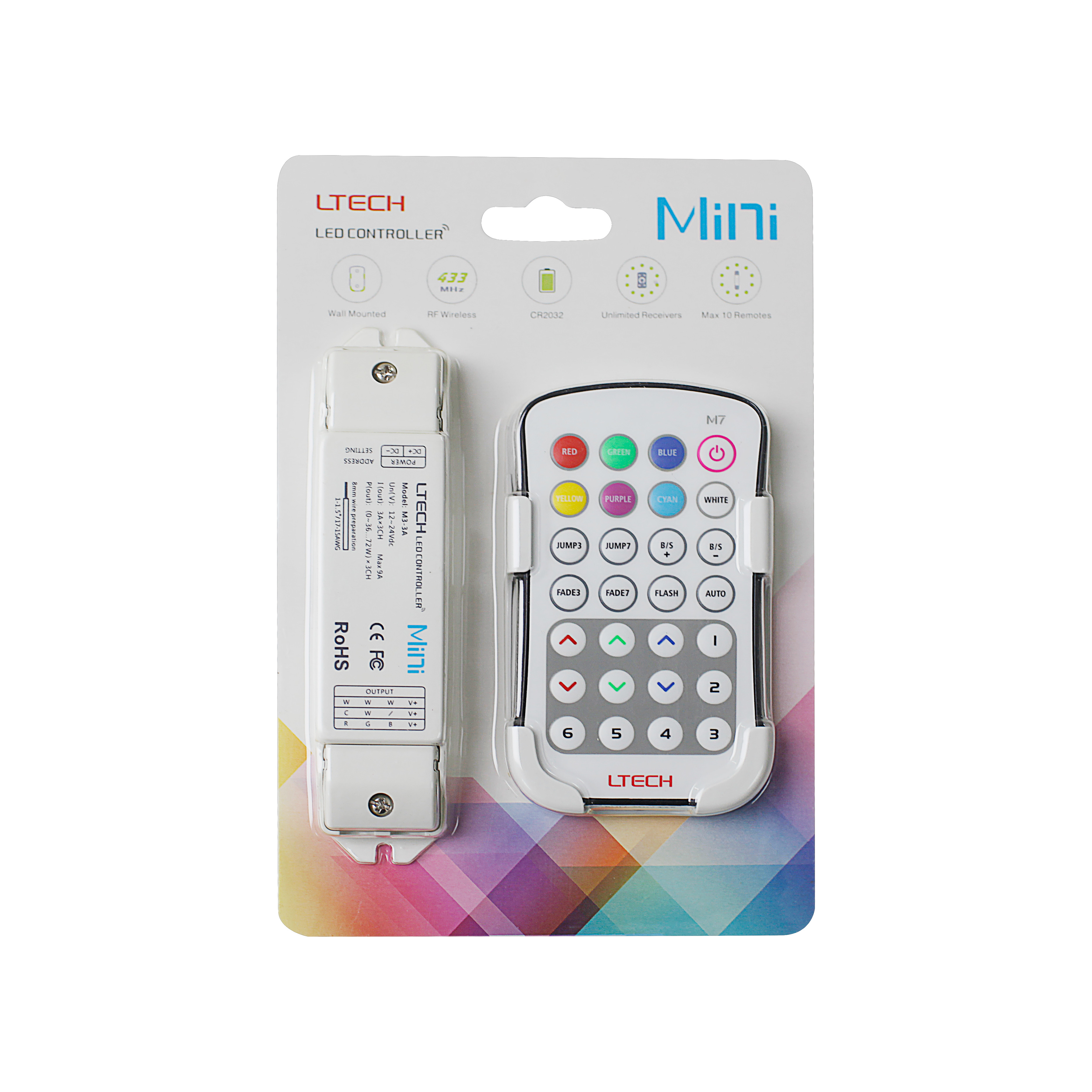 Bộ Điều Khiển Đèn Led Ltech M7+M3-3A Điều Chỉnh Màu Sắc Ánh Sáng, LED Dimmer Controller - Hàng Nhập Khẩu