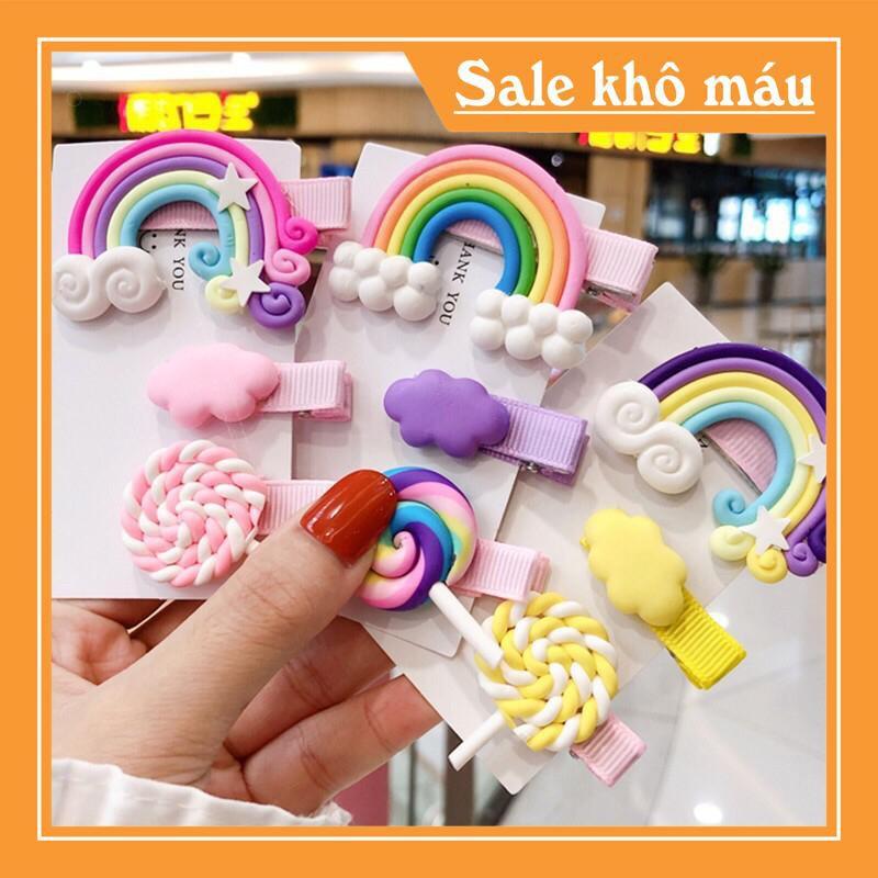 COMBO SÉT KẸP TÓC SẮC CẦU VỒNG CHO BÉ