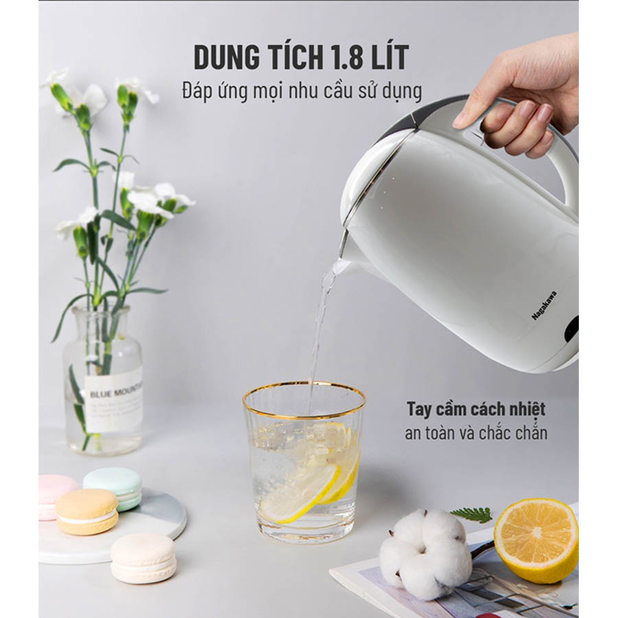 Ấm Đun Siêu Tốc 2 Lớp Nagakawa NAG0314 - Hàng Chính Hãng