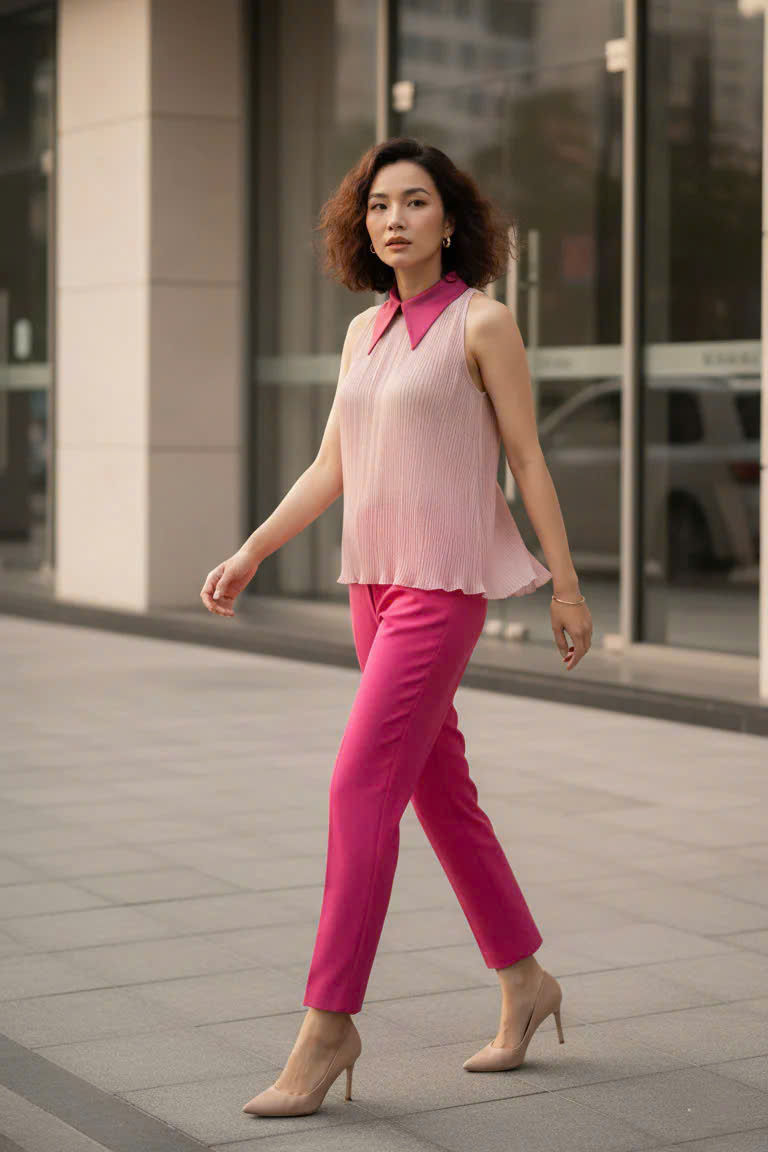 Quần Tây Nữ Ống Đứng Slimfit Hồng Sen thời trang thiết kế Hity PAN065