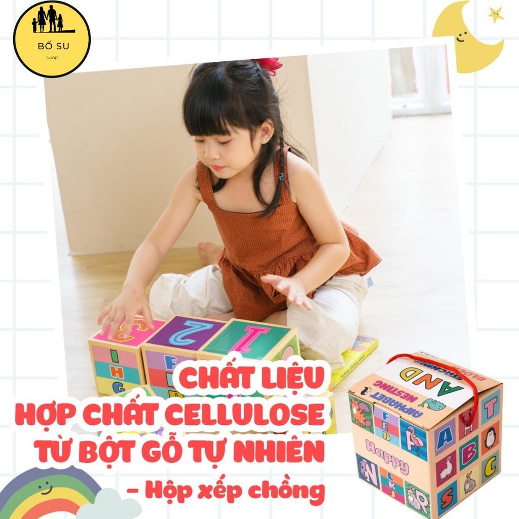 Tháp xếp chồng cho bé đồ chơi cho bé hình khối giúp bé phát triển tư duy gồm 10 hộp Shop Bố Su