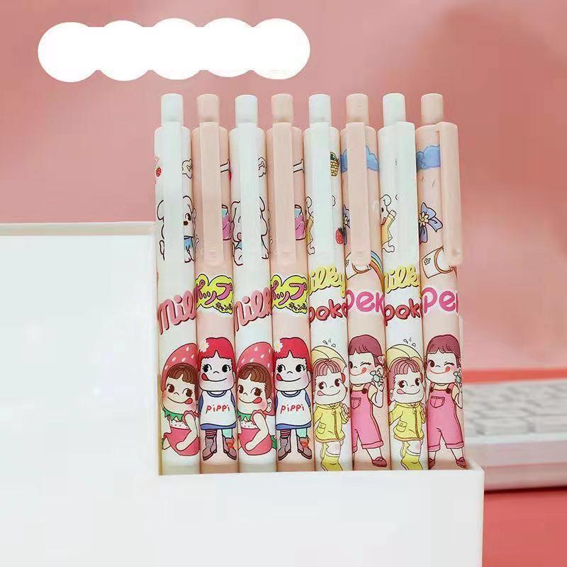 Set 3 cây bút gel đầu bấm 0.5mm vỏ Milky mực đen dùng để ghi chép học tập