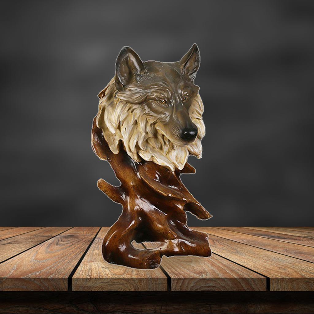 2x Animal Head Statue Decoration Desktop Figurine Retro Sculpture Gift