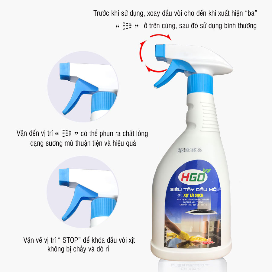 [COMBO 2] Tẩy dầu mỡ nhà bếp HGO an toàn, tiện lợi, hiệu quả 500ml