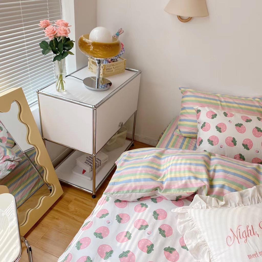 Bộ Chăn Ga Gối Cotton 100% - Dâu Tây Hồng