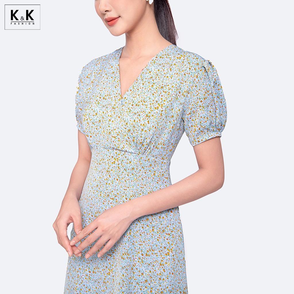 Đầm Hoa Nhí Nhấn Eo Cao K&amp;K Fashion KK115-25 Chất Liệu Lụa Sophia
