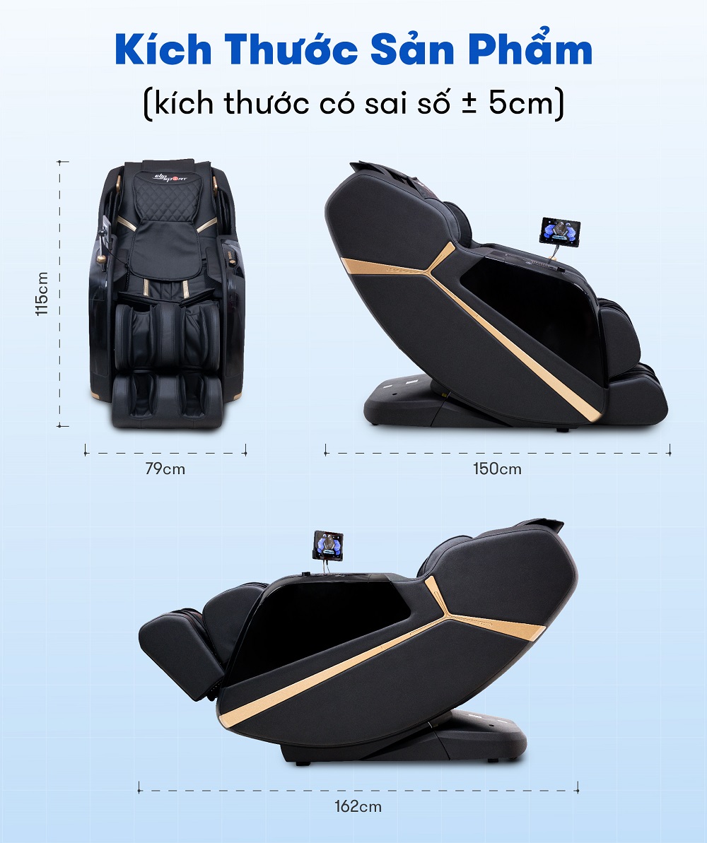 Ghế Massage ELIP O4 - Công nghệ 6E Elysium, Con Lăn Đôi Massage Bắp Chân, Massage Cổ Vai Gáy Chuyên Sâu