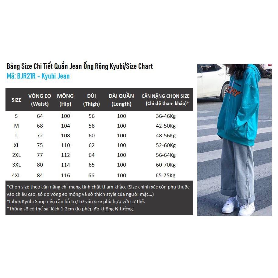Quần jean ống đứng suông KYUBI form rộng phong cách ulzzang Hàn quốc (Có bigsize) - Baggy Jeans Cạp Lưng Cao ZEN92
