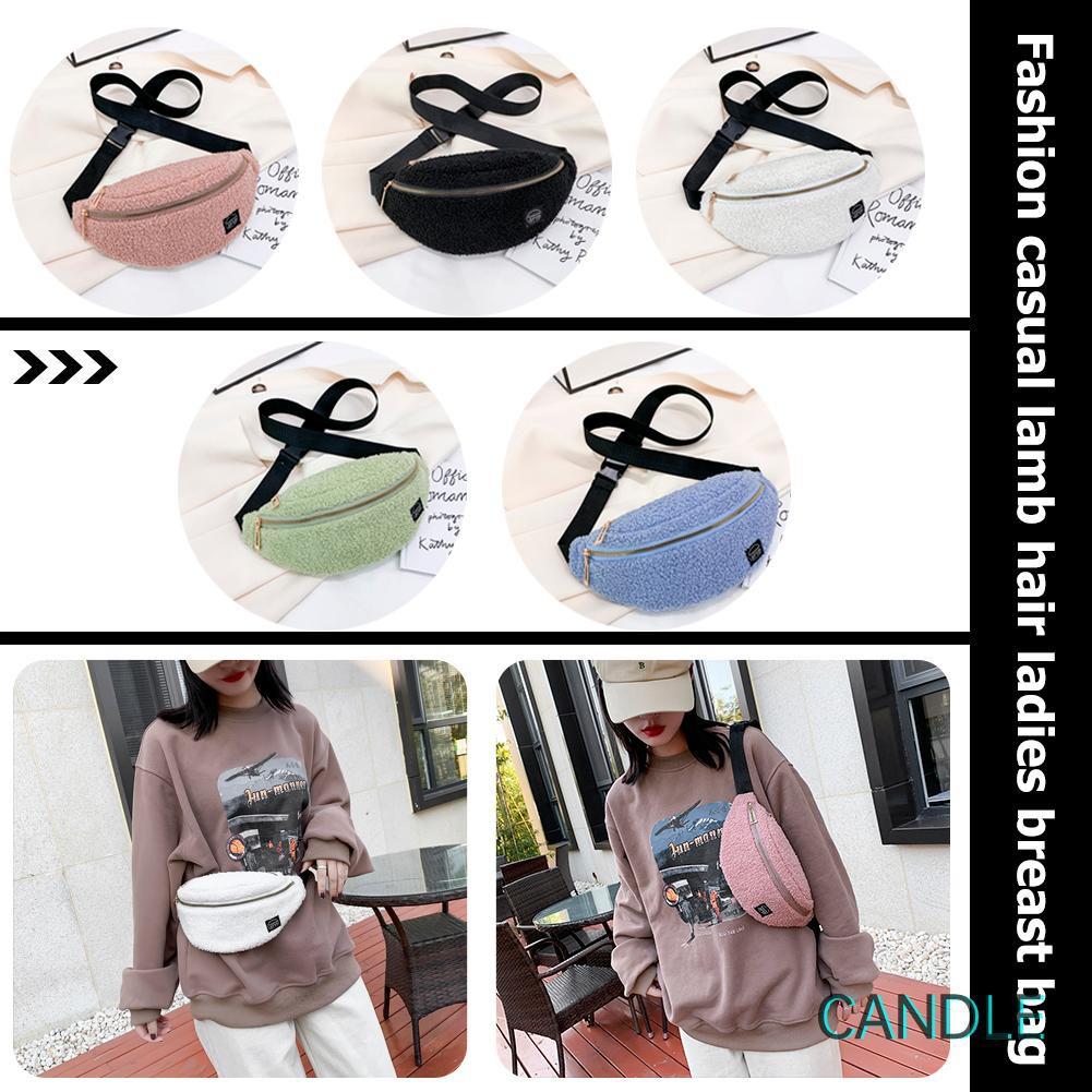 Túi Đeo Chéo Bằng Lông Cừu Màu Trơn Thời Trang Dành Cho Nữ