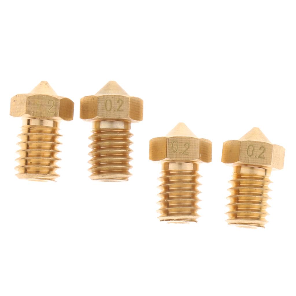 4Pcs 0.2mm 3D Printer Extruder Nozzle Printhead Brass Copper For 1.75mm Filament