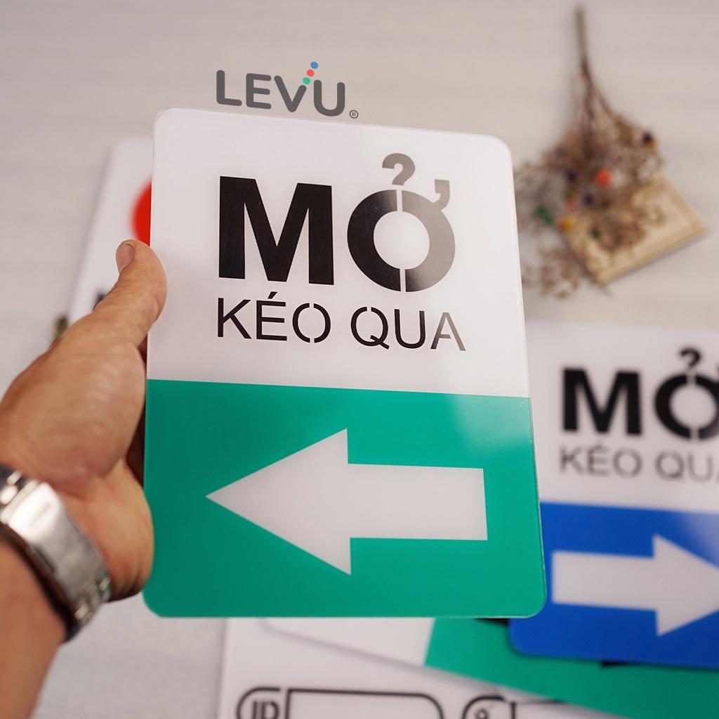 Bảng mica dán cửa hướng dẫn đóng mở cửa ra vào kiểu kéo ngang