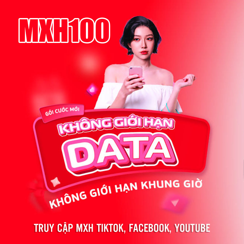 Sim Viettel MXH100 - MXH120 - MXH150 Data 1,5GB/Ngày (45GB/Tháng). Miễn Phí 50P Ngoại Mạng + Nội Mạng. KHÔNG GIỚI HẠN DATA Truy Cập Tic Toc, You.Tube, Face và nhắn tin Messenger. Chỉ Từ 100K/Tháng Được Bán Tại SimTheVN - Hàng Chính Hãng