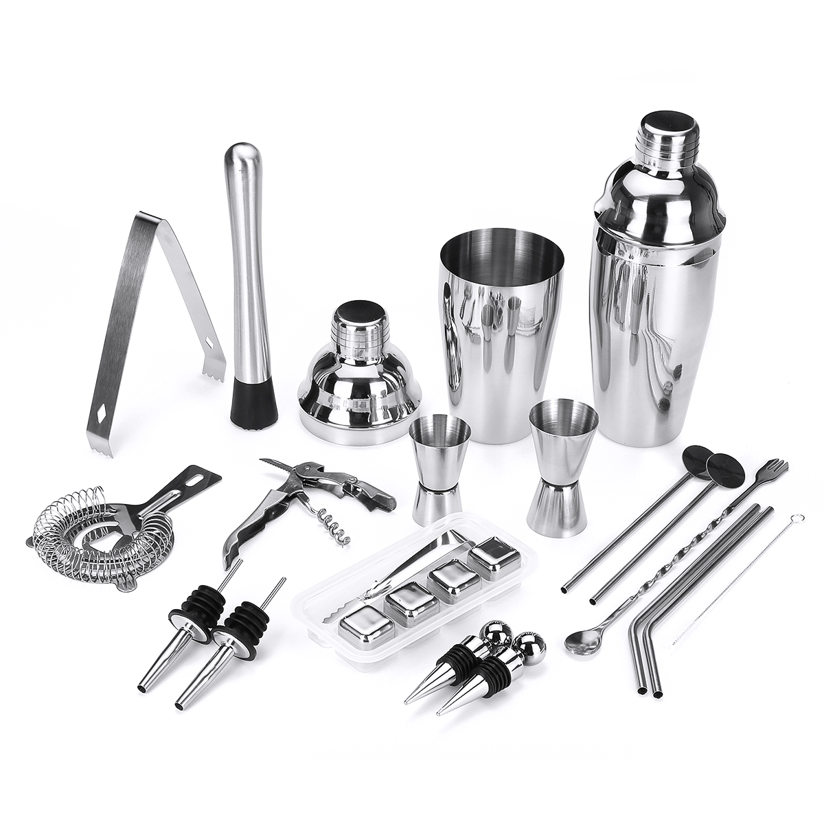 23 Pieces Stainless Steel Cocktail Shaker Maker Mixer Bar Tool Set Bartender Kit