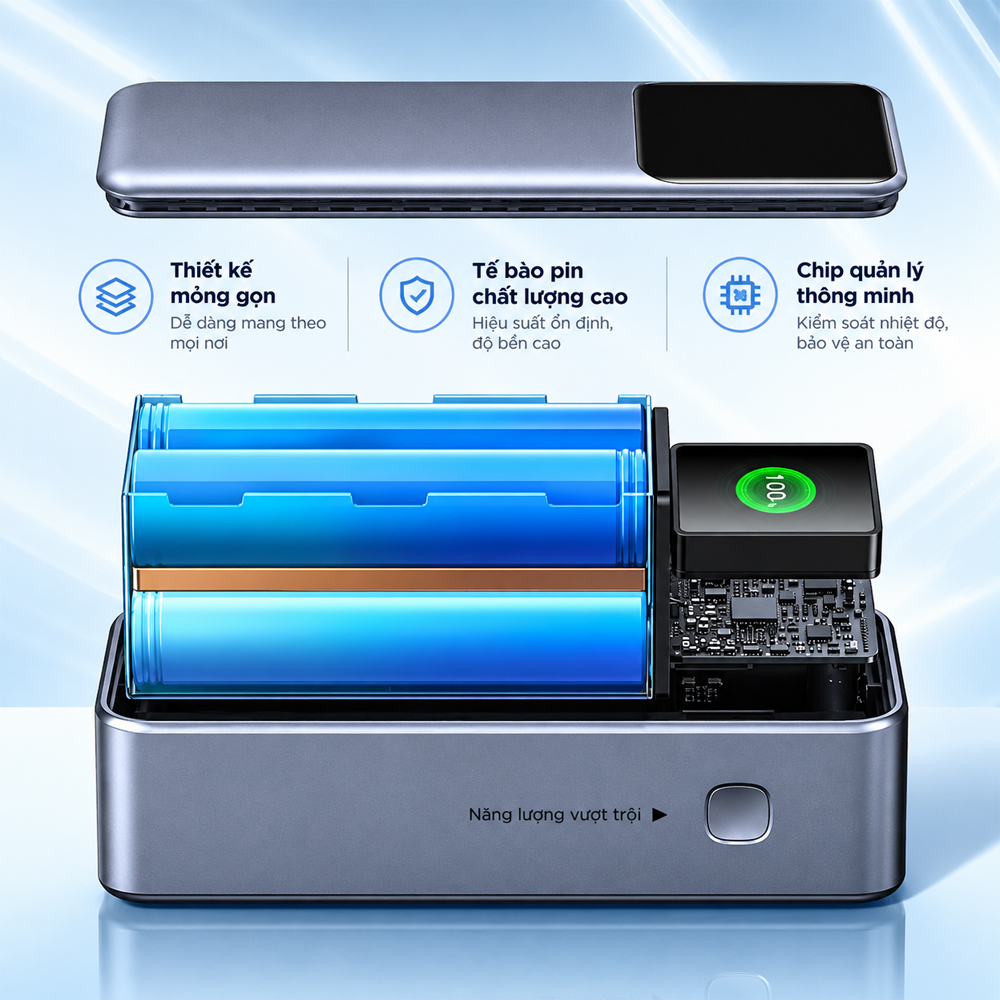 Sạc dự phòng Ugreen Nexode Power Bank Built-In Cable 1USB 2Type-C 130W 20000mAh PB721 35524B - Hàng chính hãng