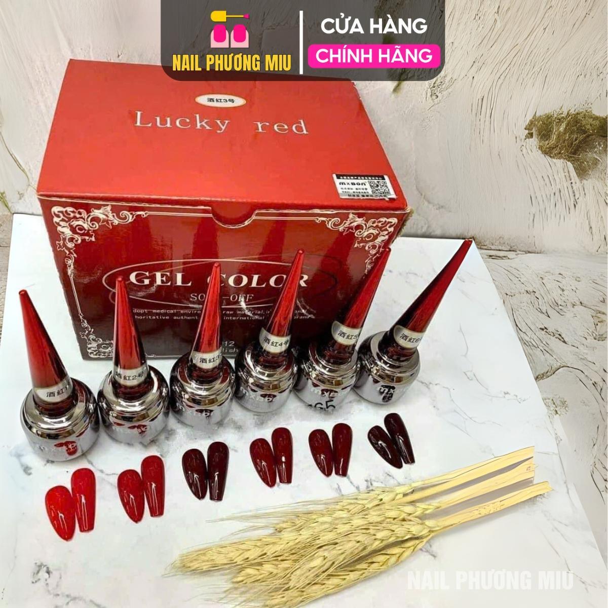 Set Sơn Gel MXBON Đỏ 6 Màu Cao Cấp Chai 15ml, Sơn Bóng Đặc Mướt, Không Ánh Tím Làm Nail, Không Kèm Bảng Màu Nữ Women