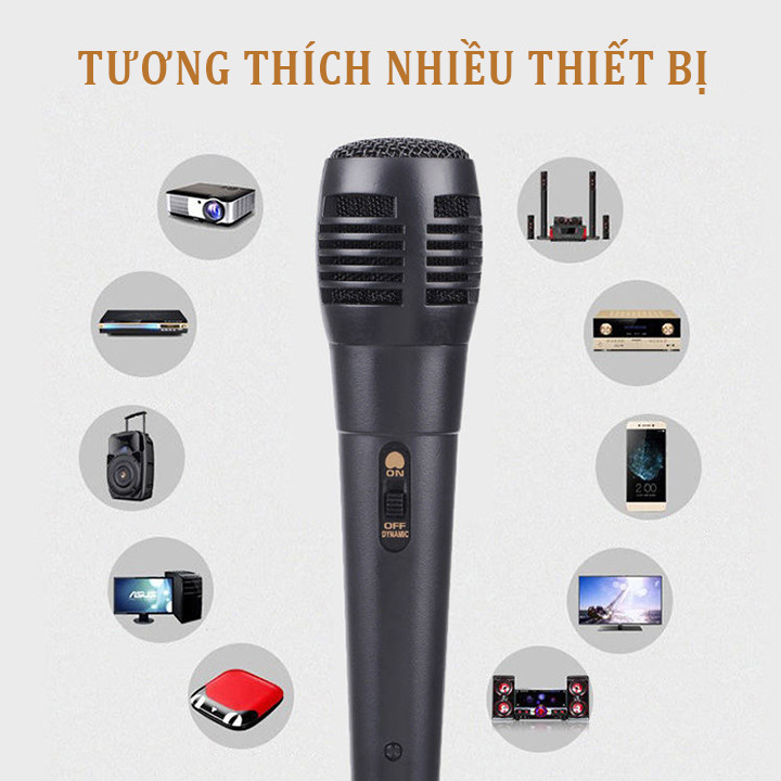 Micro có dây karaoke jack 6.5mm nhỏ gọn dùng cho loa bluetooth, loa di động